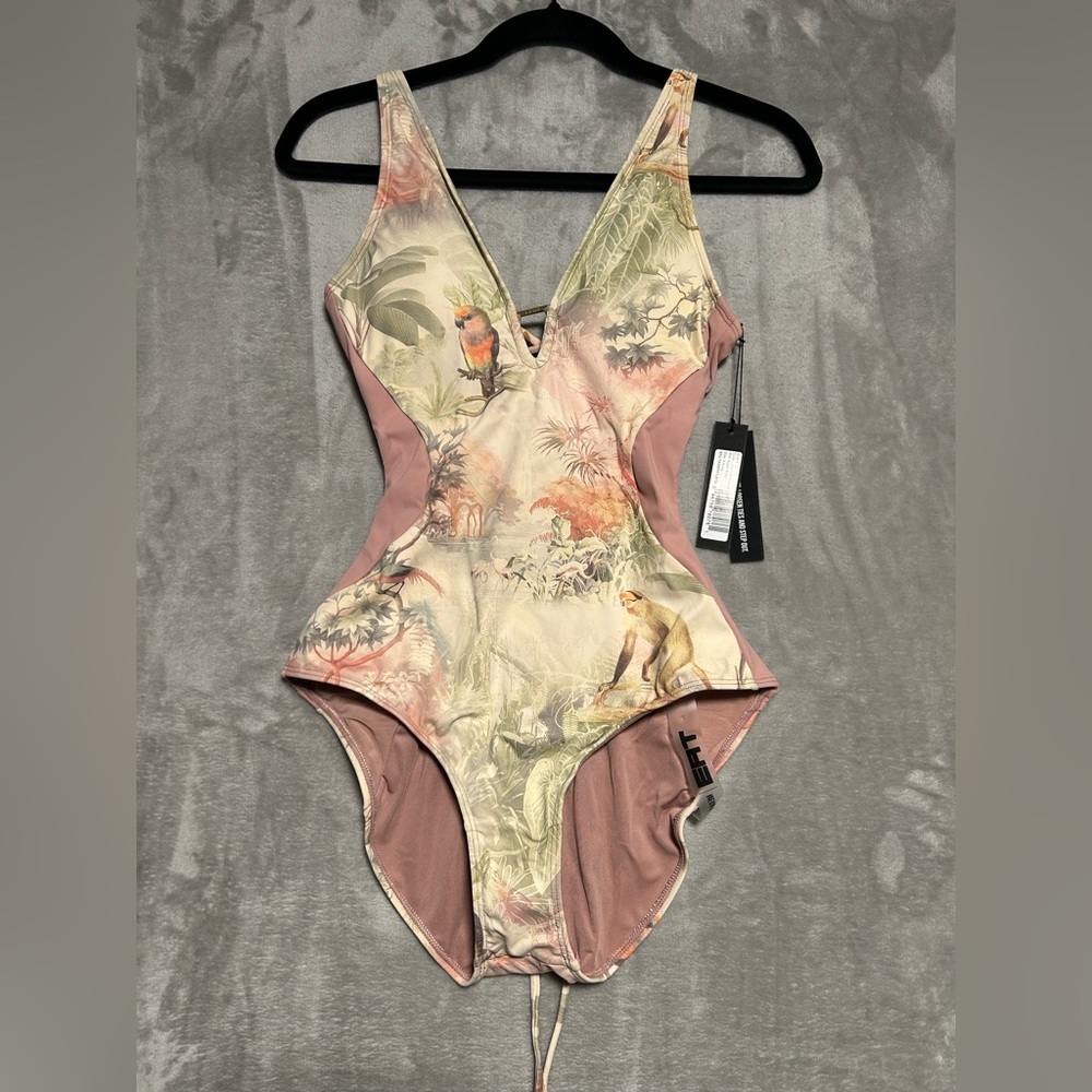 TA3 Floral Parrot/Monkey Print One-Piece Swimsuit